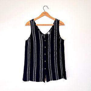 Tribal Jeans Striped Button-Up Sleeveless Top